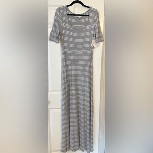 NWT LuLaRoe Anna Maxi Dress Gray and White Size Medium